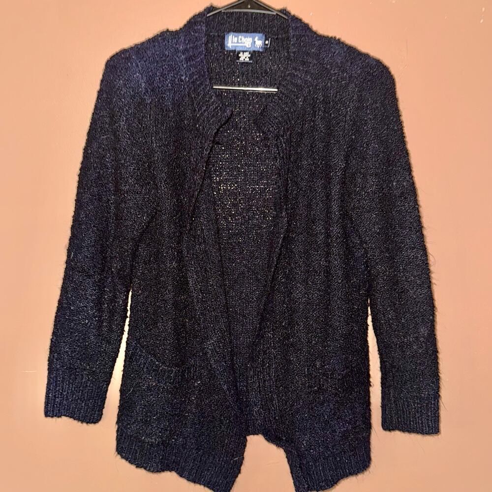 Le Chois Vintage Black Acrylic Cardigan - Size Small